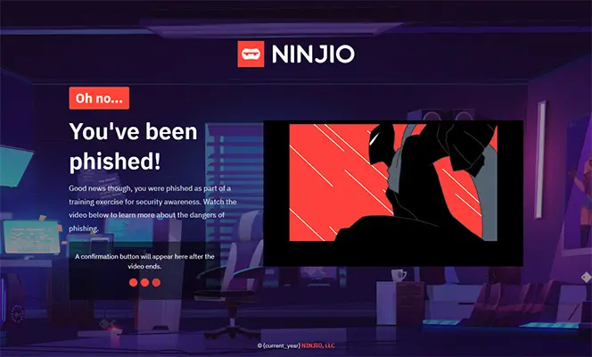 Preview of NINJIO training page for You Never Call