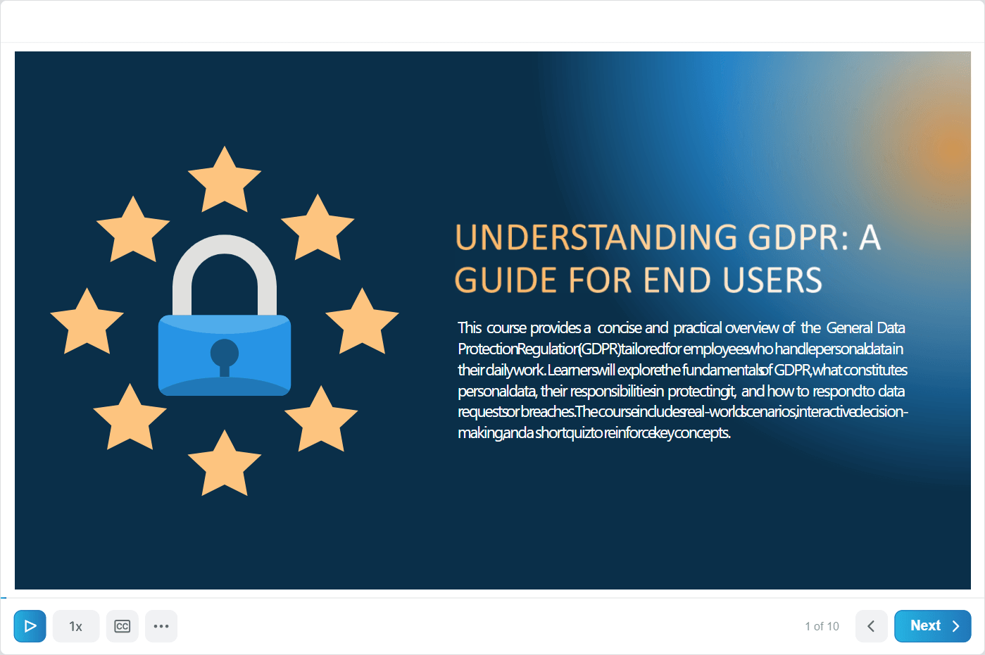 Understanding GDPR: A Guide for End Users cybersecurity course graphic