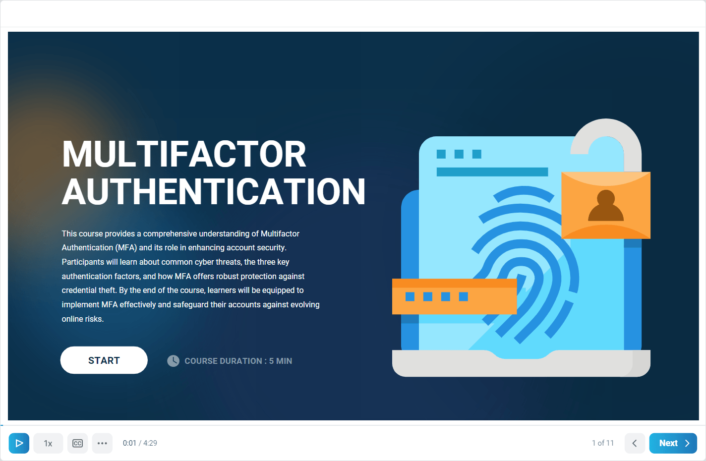 Multi-Factor Authentication cybersecurity course graphic