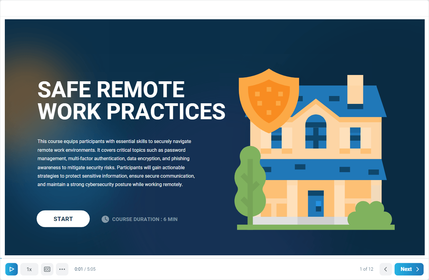 Safe Remote Work Practices cybersecurity course graphic